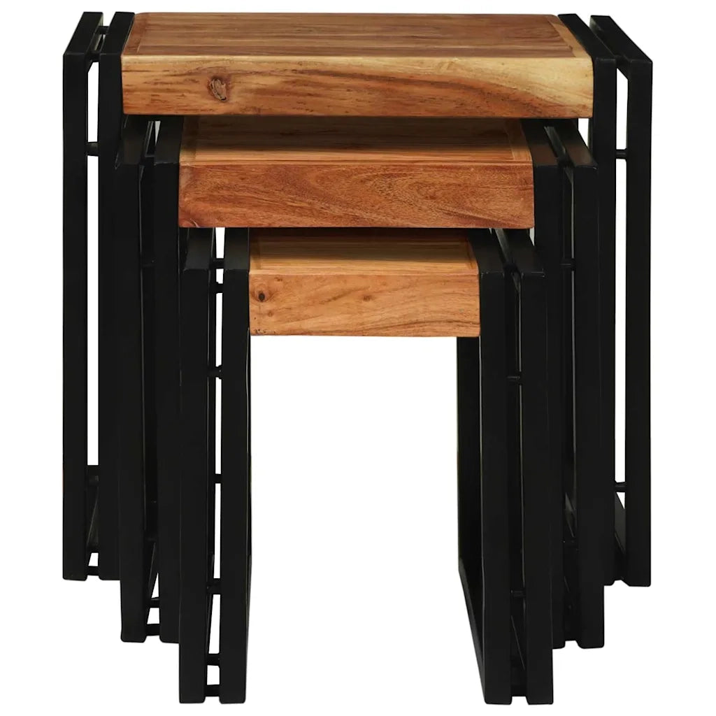 Tavolo Nesting 3 pcs Legno massello di acacia e metallo 4104728