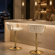 SGABELLO BAR Girevole Regolabile 77-98 cm Velluto Crema Set da 2 pezzi