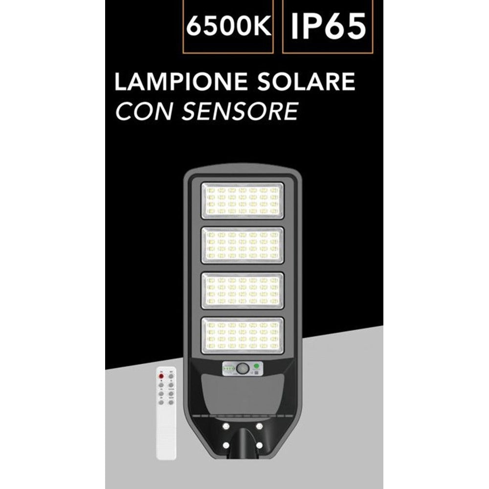 Trade Shop - Lampione Stradale Led Pannello Solare Con Sensore Pir Luce Fredda 6500k Ip65 J02-220w-f -