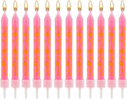 Taartkaarsen 12 pezzi tema prinsesse rosa, inclusi motivi di corona dorata - decorazioni per cupcake per festa di compleanno ragazze e baby shower - 9,5 cm
