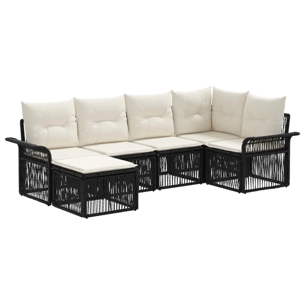 Set Divano da Giardino 6 pcs Nero polyrattan 3434896