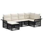 Set Divano da Giardino 6 pcs Nero polyrattan 3434896