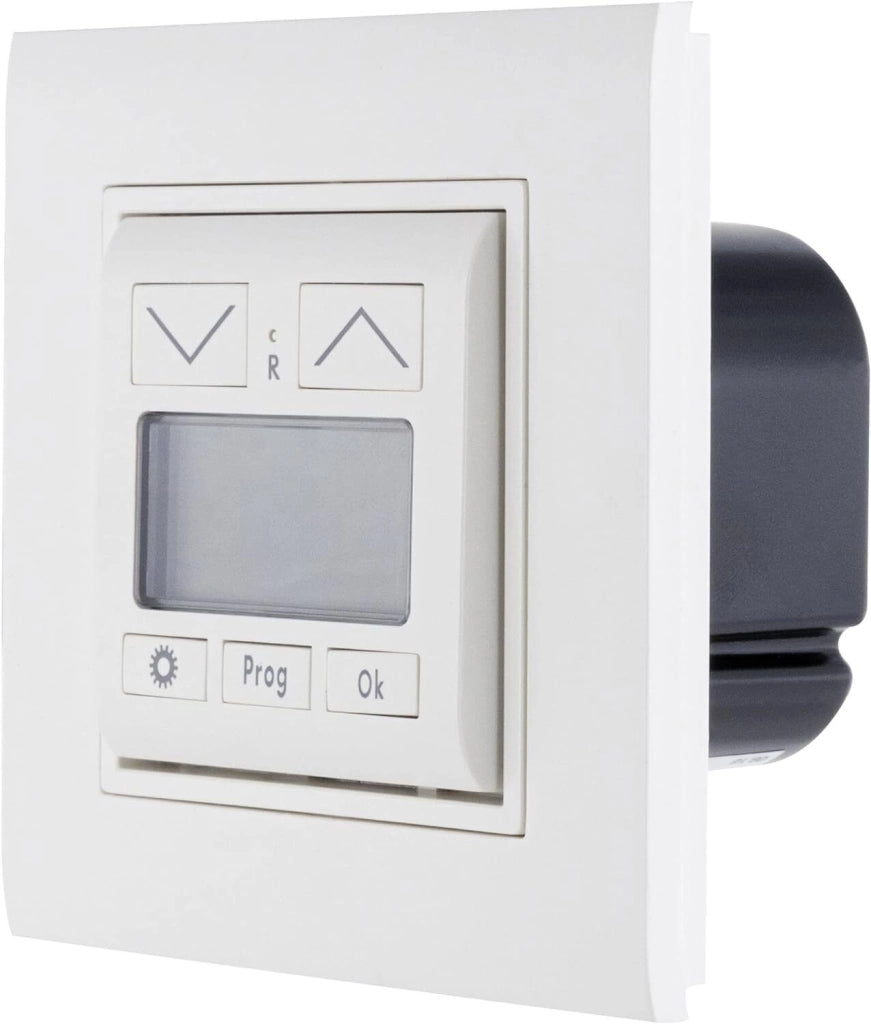 REV 0399490190 Timer per Tapparelle a Incasso Compatibile con Gira Jung Merten Busch Jaeger Memoria 36h Programma Casuale colore Bianco