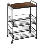 Carrello Portautensili da Cucina con 3 Ripiani e Ruote ¨C zephmum ¨C 60x38x85,5 cm Marrone