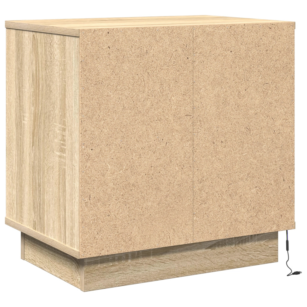 Comodini con LED 2 pz Rovere di Sonoma 50x34,5x50 cm