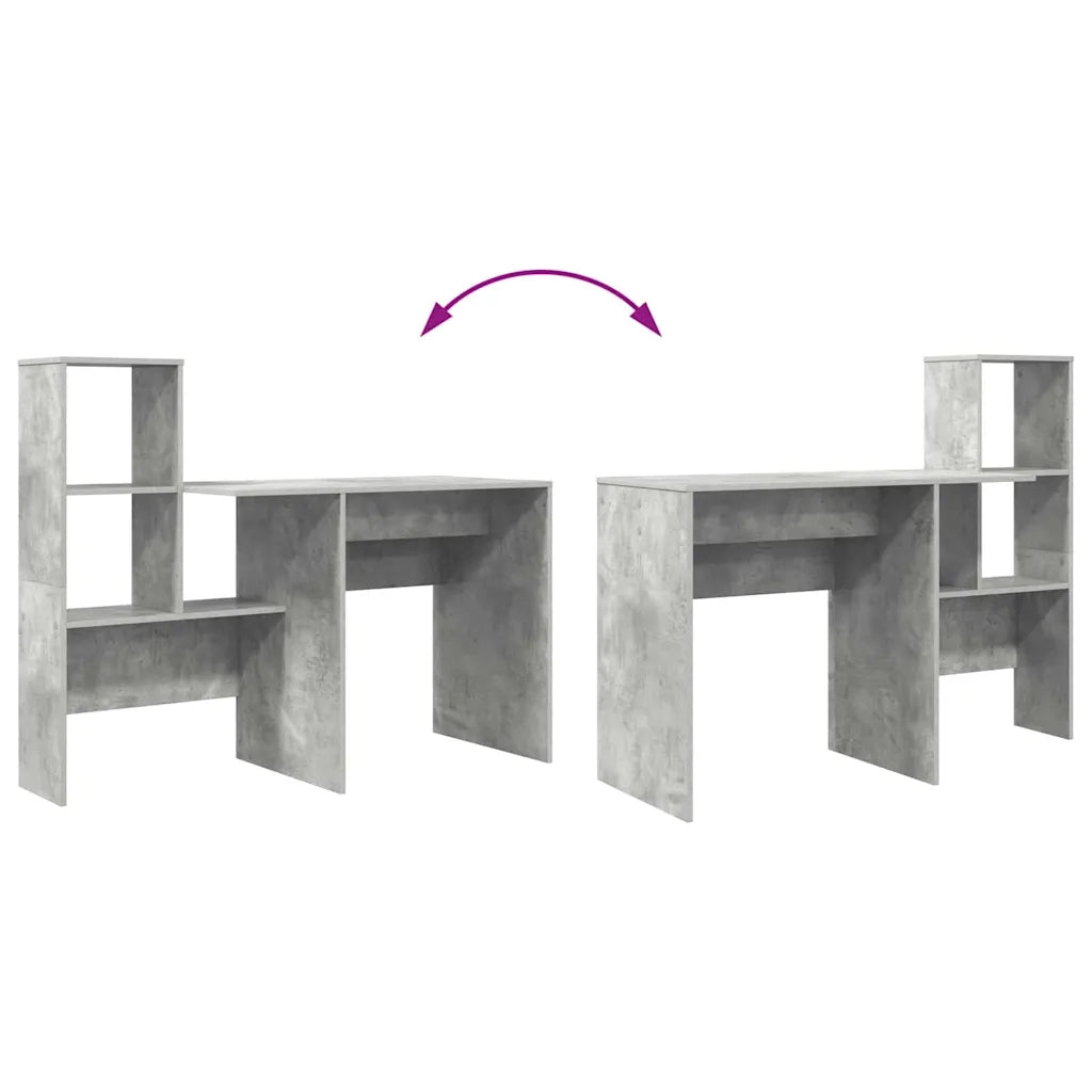 Scrivania con lo scaffale Grigio cemento 131,5 x 50 x 106,5 cm 869301