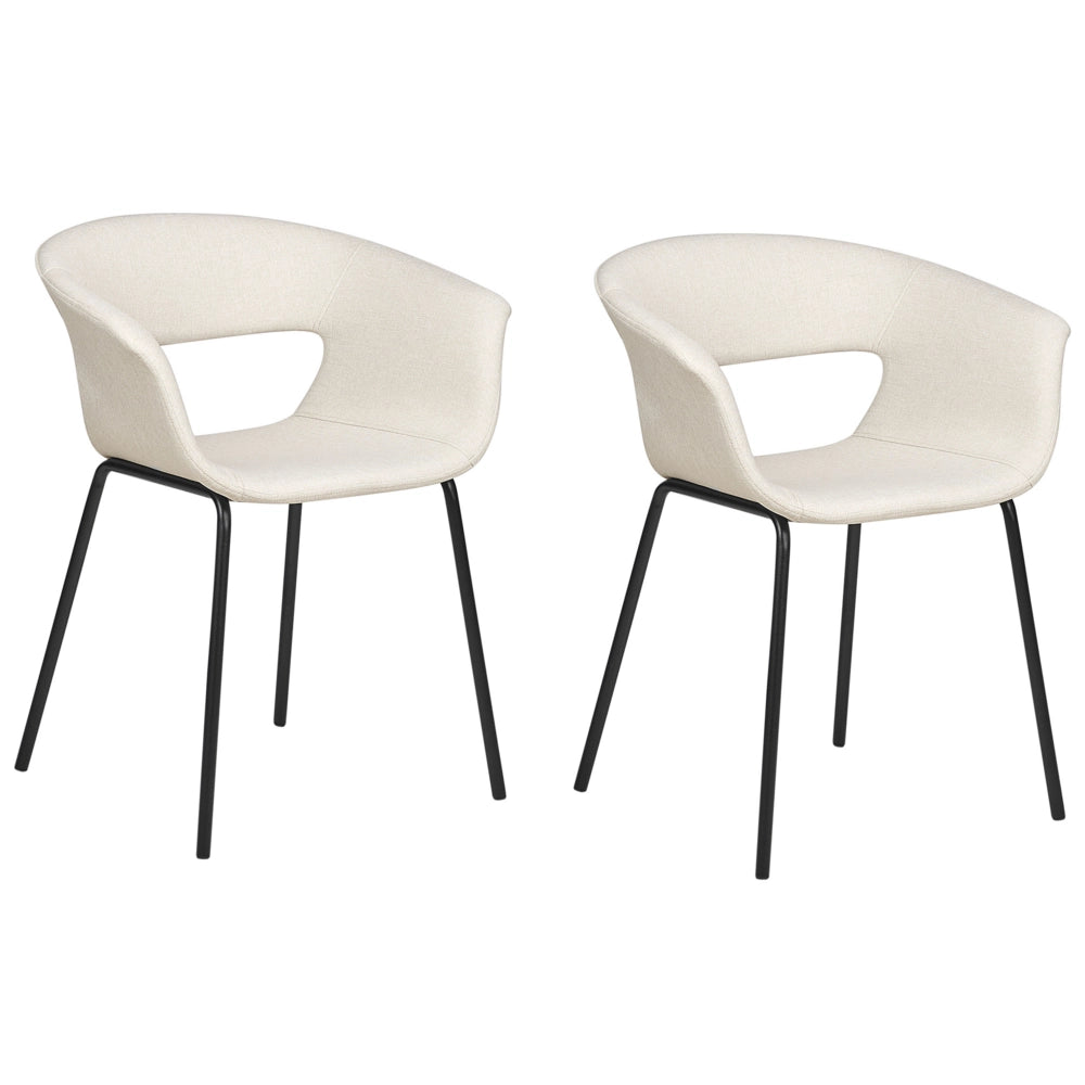 Set di 2 sedie da pranzo Sedute in poliestere beige Gambe in metallo per sala da pranzo cucina