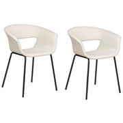 Set di 2 sedie da pranzo Sedute in poliestere beige Gambe in metallo per sala da pranzo cucina