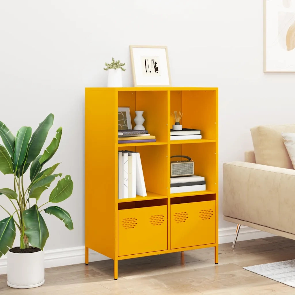 Credenza-Buffet-Armadio da cucina Giallo Senape 68x39x103,5 cm in Acciaio 617843