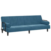 Divano letto con braccioli 205 x 89 x 70 cm velluto blu 02_0020416