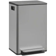 Pattumiera da 50 L a pedale, con secchio estraibile e chiusura soft, 41,7x36,6x62 cm, Argento
