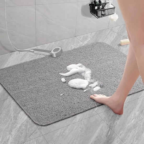 Loofa Antiscivolo Antimuffa 60 x 40 cm - PVC morbido - Lavabile e Rapido asciugamento - Grigio