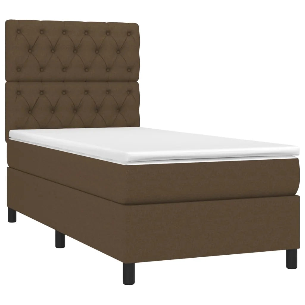 Letto a Molle Materasso e LED Marrone Scuro 80x200cm in Tessuto 3135072