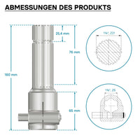 Boccola albero cardanico 160mm Attacco albero scanalato 1 3/8" 6D Albero uscita 1 3/8" 21D