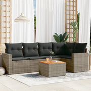 Set Divano da Giardino 6 pz con Cuscini Grigio in Polyrattan 3224114