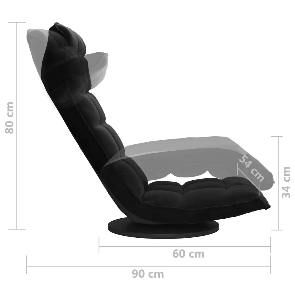 Sedia da Pavimento Girevole Nera in Velluto CFW8179828