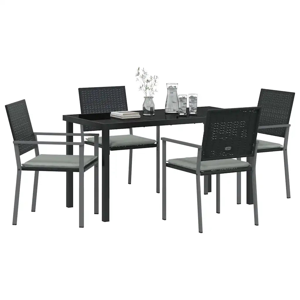 Set da Pranzo per Giardino 5 pcs Nero e Grigio Chiaro
