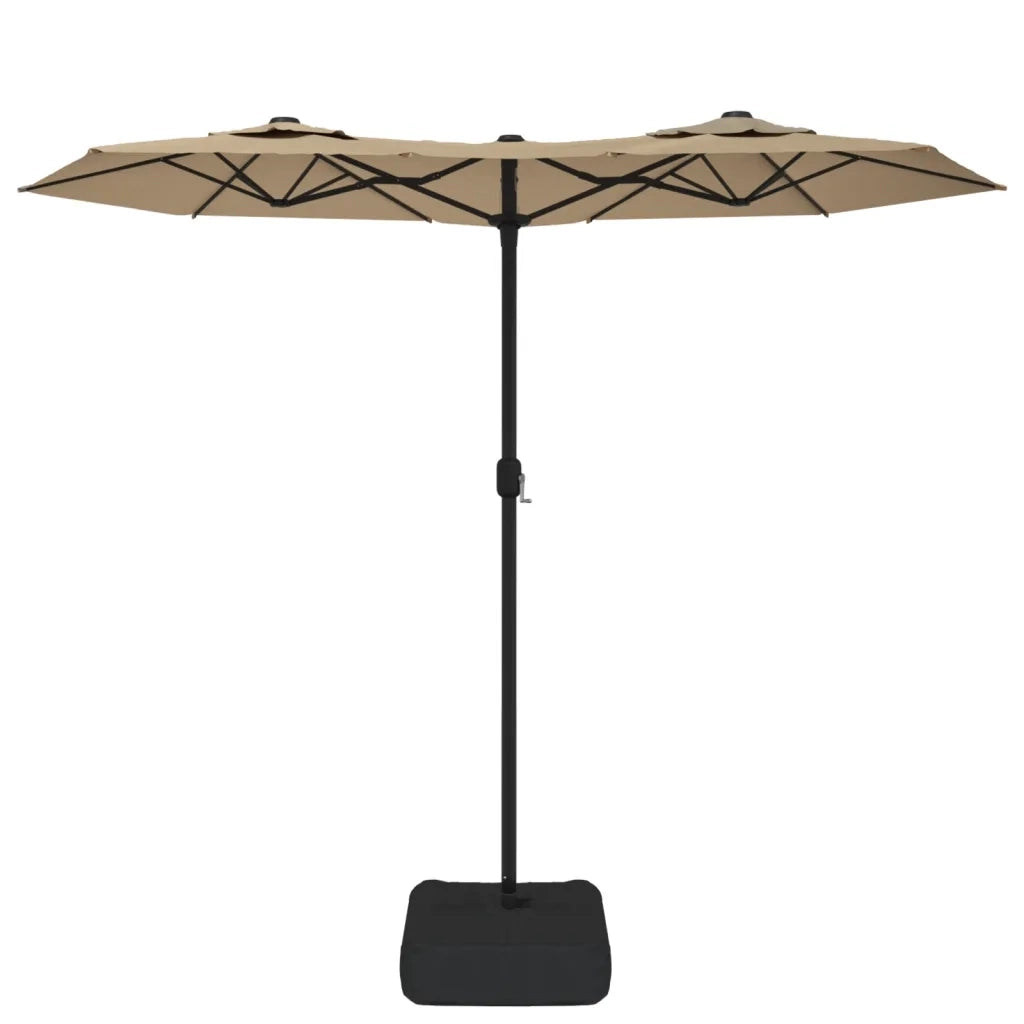 Ombrellone a Doppia Testa con LED Tortora 316x145 cm 362972