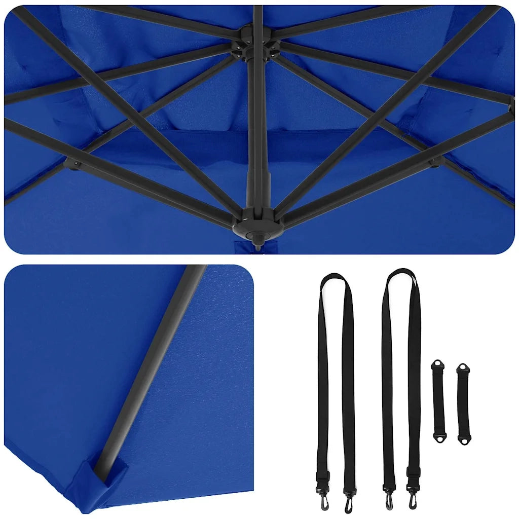 Parasole Roma-Ombrellone da giardino Blu 286 x 284 x 265 cm Alluminio e Poliestere
