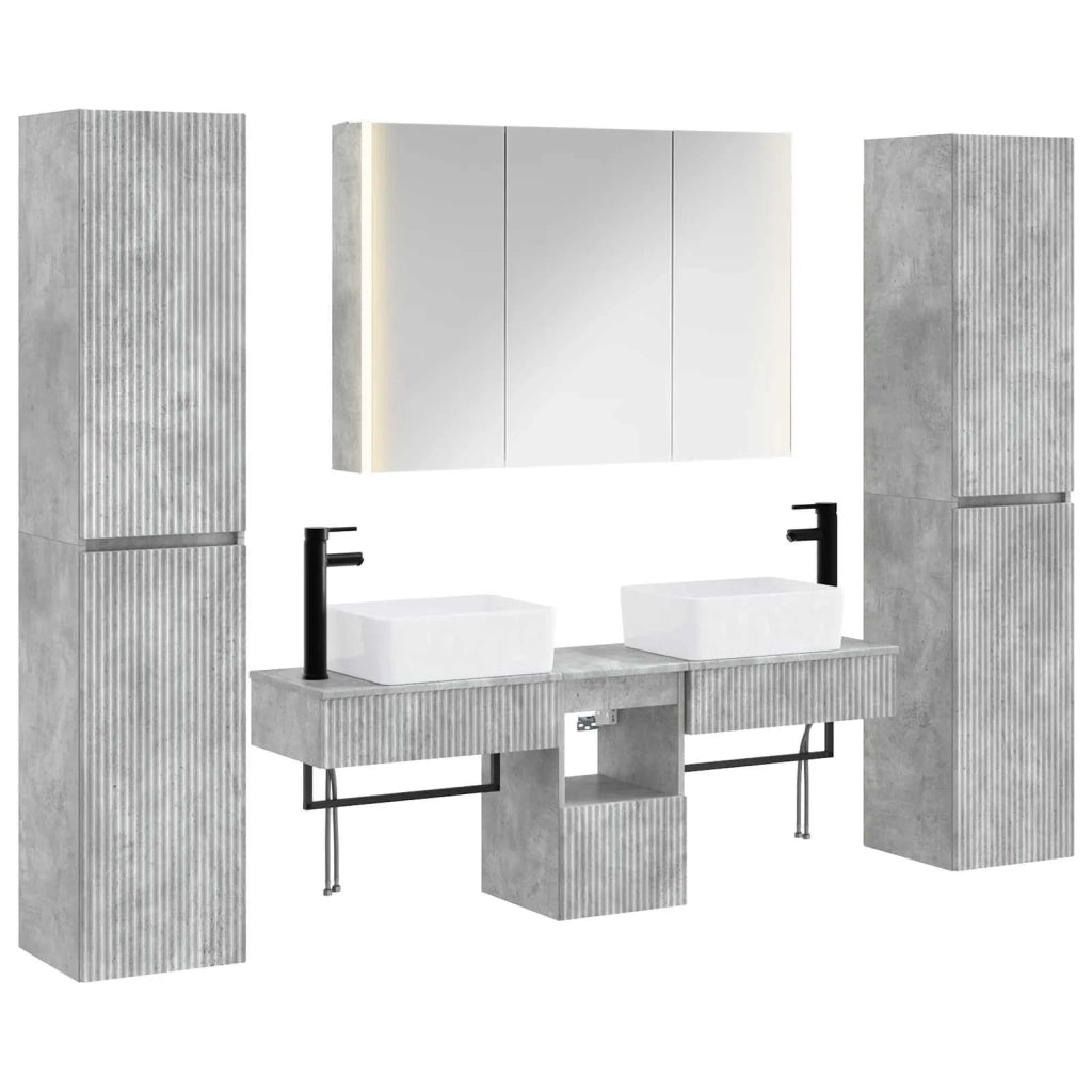 Set di mobili per il bagno 6 pcs Grigio Cemento 3407202