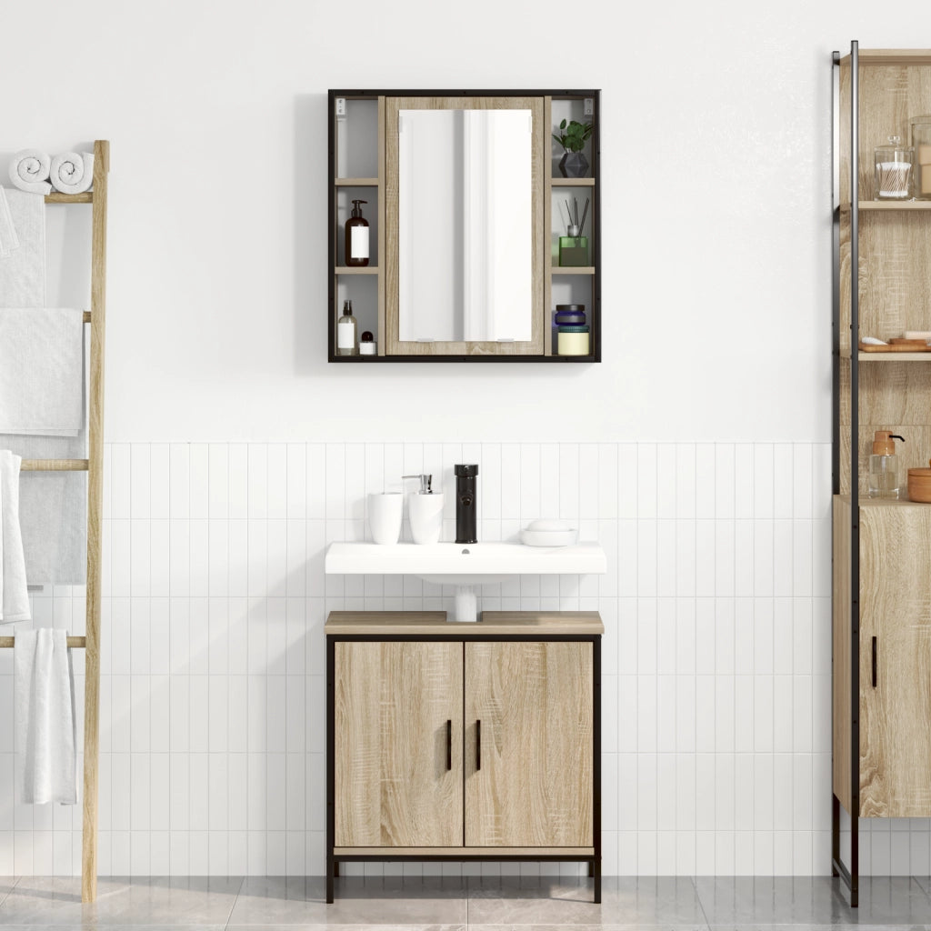 Set di Mobili da Bagno 2 Pezzi Rovere ingegnerizzato
