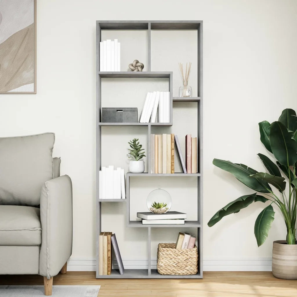 Libreria Divisorio Grigio Cemento 67x25x161,5 cm in Truciolato 858078