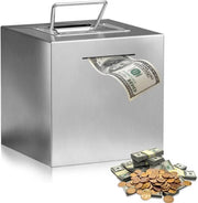 Cassa di Risparmio XXL per Bambini - con Maniglione - Non è una Cassa Aperta - Metallo Sicuro fino a 10.000 Euro (15 cm)
