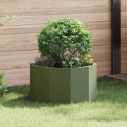 Fioriera-Vaso-Contenitore per Piante Verde oliva 60 x 60 x 35 cm Acciaio