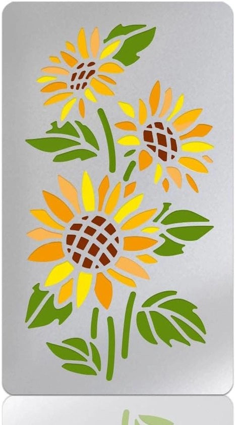 Stencil a fiori di sole per dipinti - Riciclabile - Tema piante - Acciaio inossidabile - Decorazione per bruciare legno