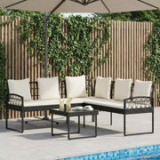 Set Divano da Giardino 2 pz Nero e Crema 42026820