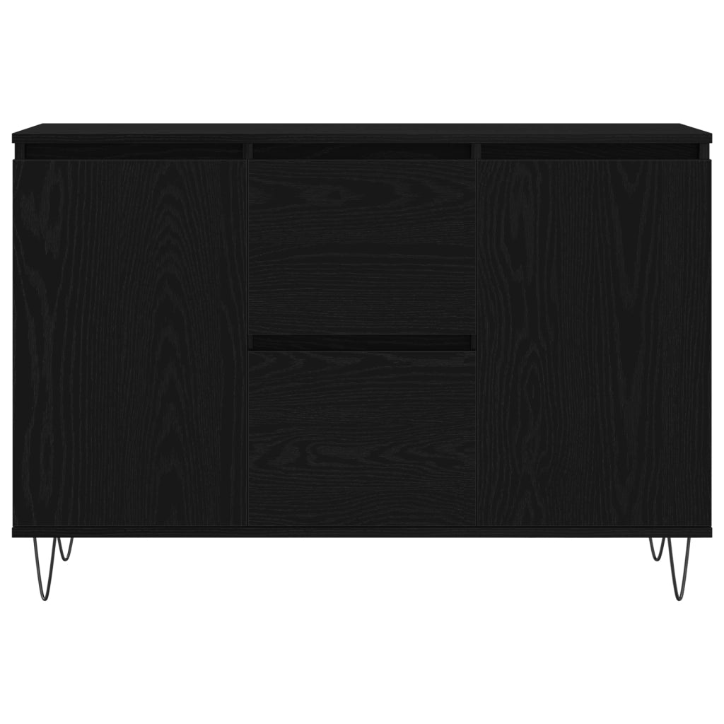 Sideboard Nero Rovere 101,5x35x70 cm Legno ingegnerizzato