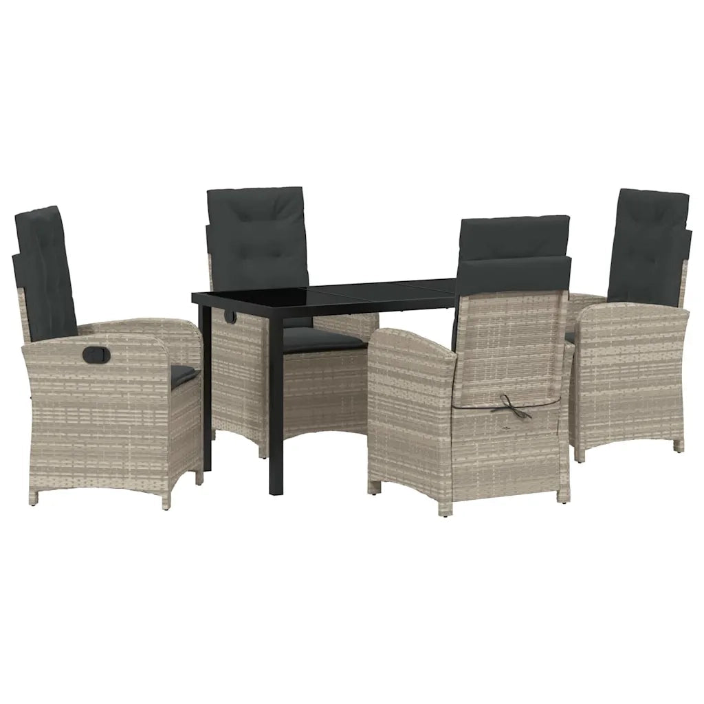 Set da Pranzo per Giardino 5 pcs Grigio chiaro polyrattan 3380297