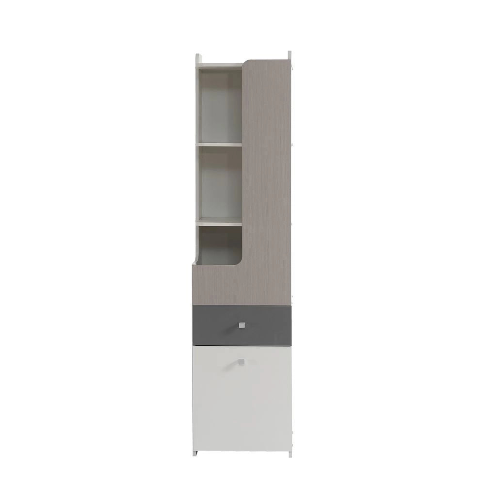 Libreria - Xylo - 140??35??180 cm - Porte ad L con Cassetti Bianco/Noce