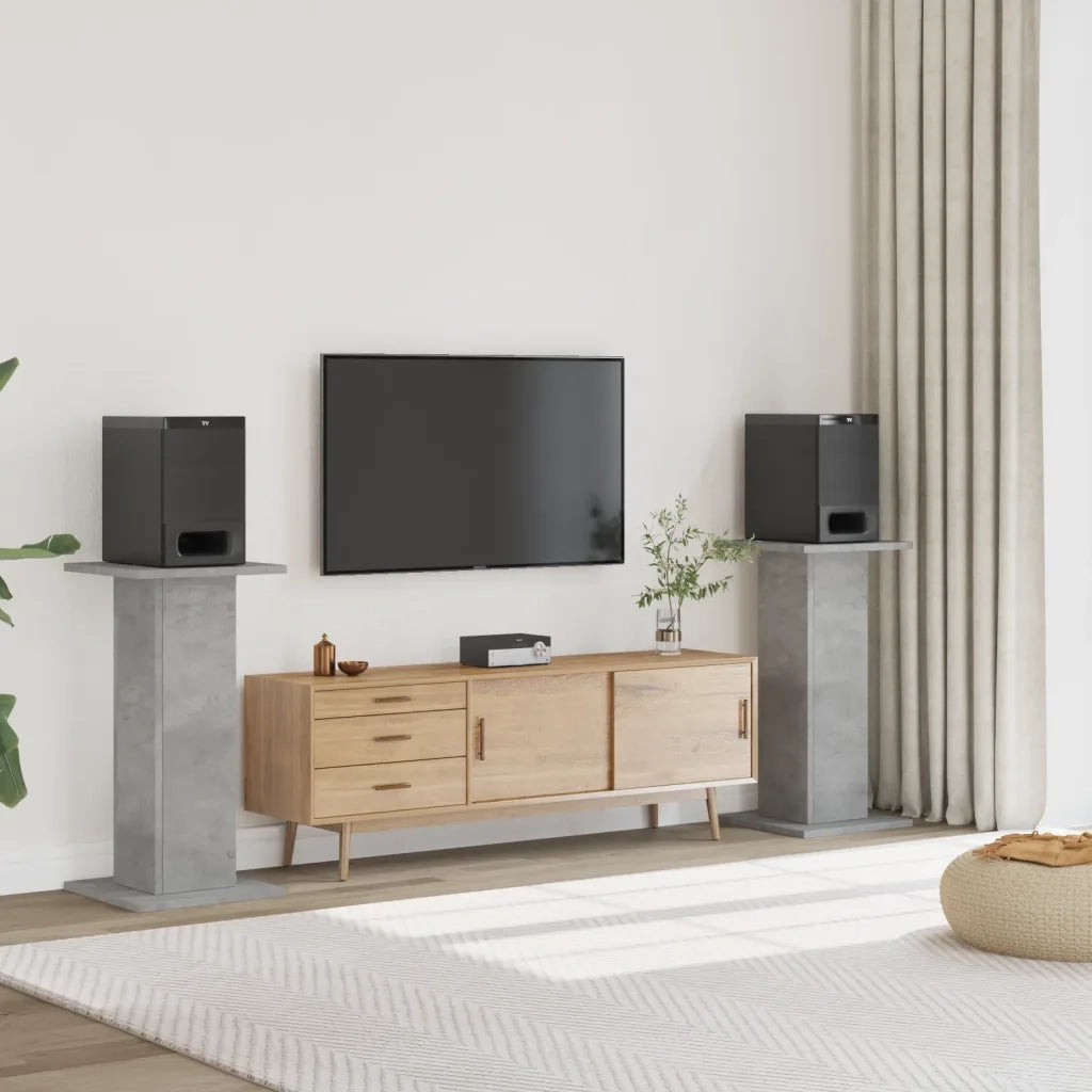 Supporti Altoparlanti 2 pz Grigio 30x30x80 cm Legno Multistrato 852666