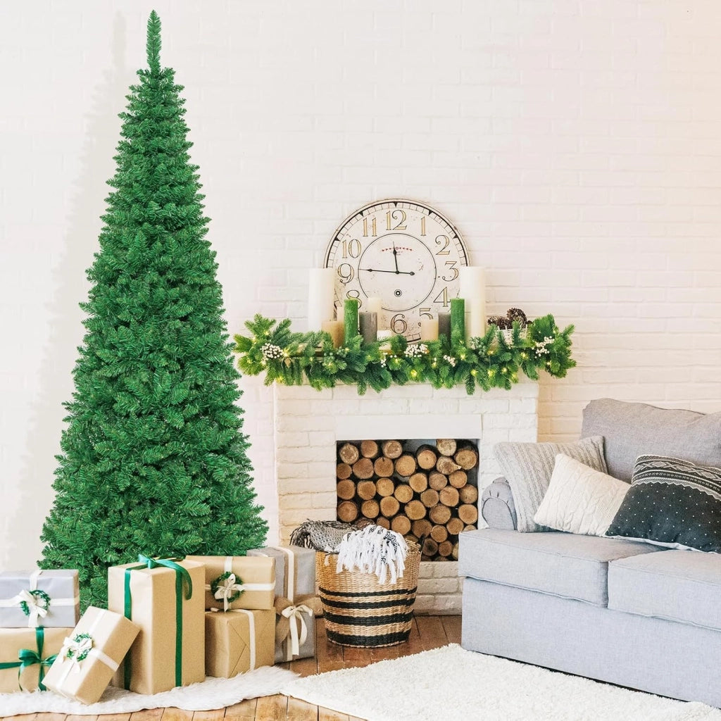 Albero di Natale Artificiale 135/200/225 cm, Albero di Natale con Luci LED Incorporate e Supporto in Metallo, Christmas Tree con Rami in PVC, per Casa, Negozio, Ufficio, Feste (L)