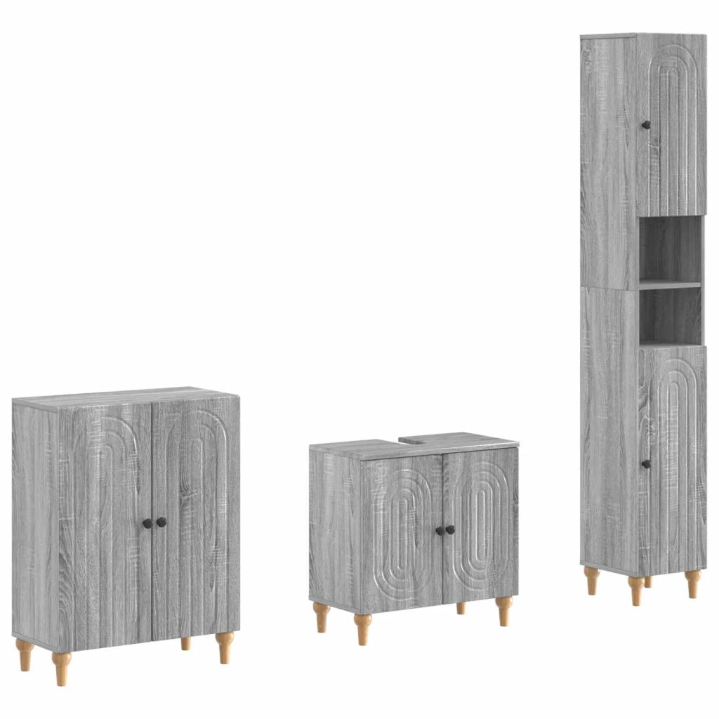 Set di armadietti da bagno in 3 pezzi ALKMAAR Sonoma grigio 3417429
