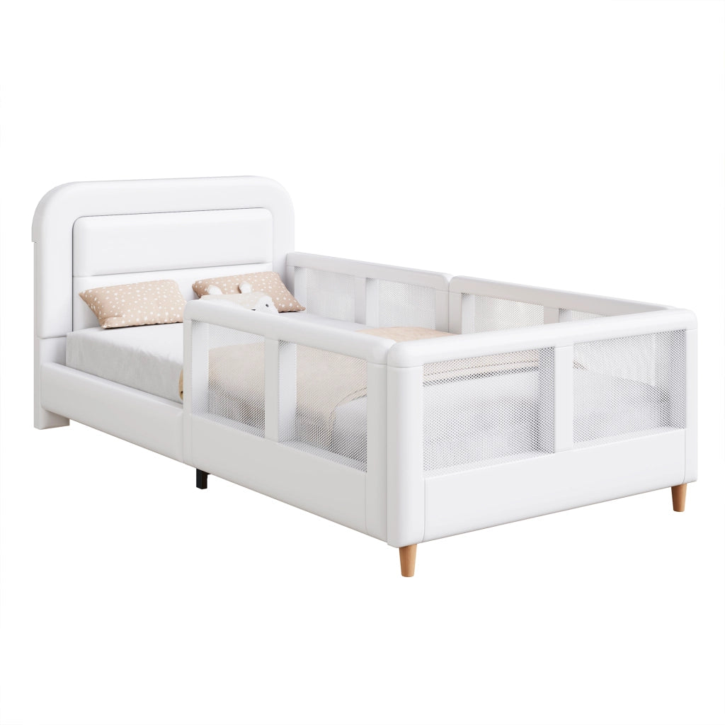 Letto imbottito 90x200 con sponde di sicurezza - Zephmum - Bianco