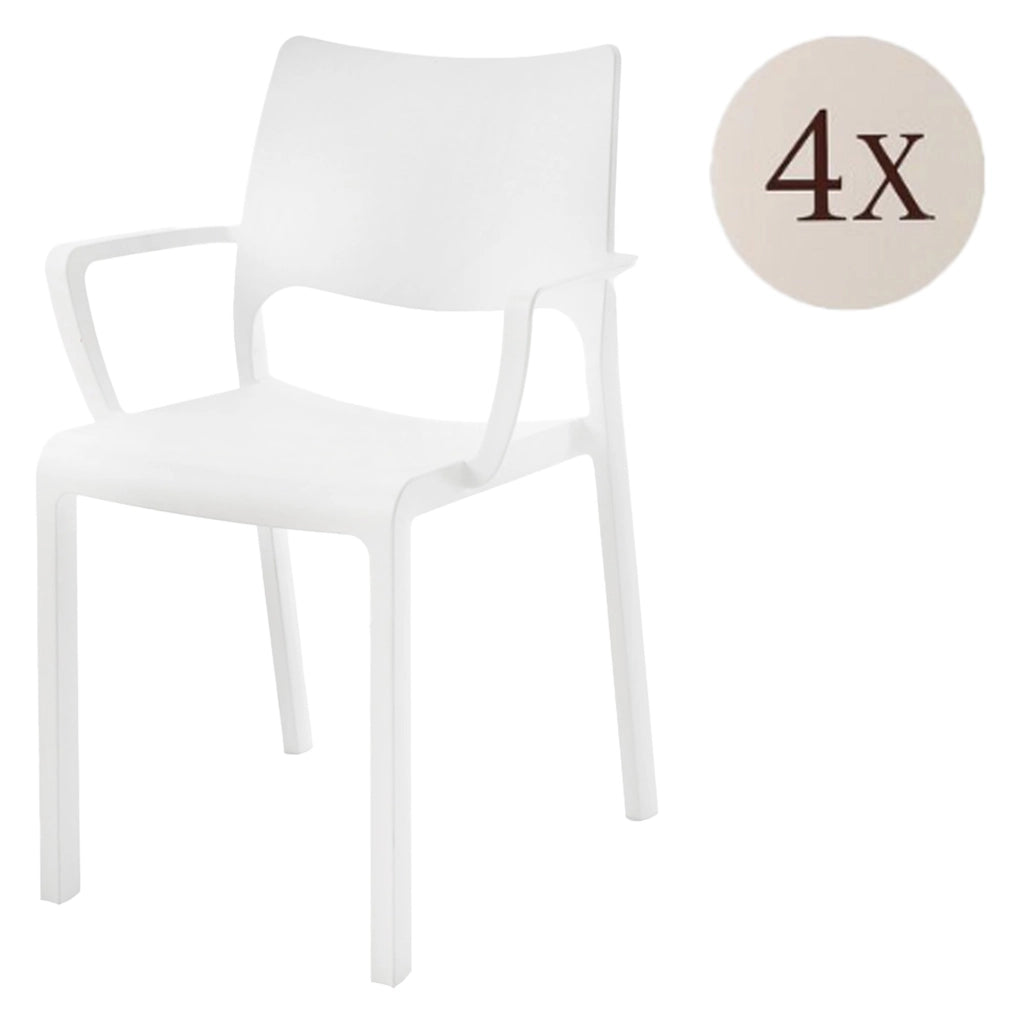 Cambon, Sedia da Esterno 4 Sedie Made in Italy, Bianco