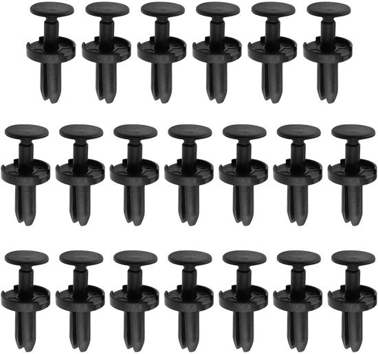 Clip di sostegno per parafanghi 20 pezzi - tipo spinta - plastica - 16 x 20 x 8 mm - compatibile con Chrysler/Dodge - nero - clip interno