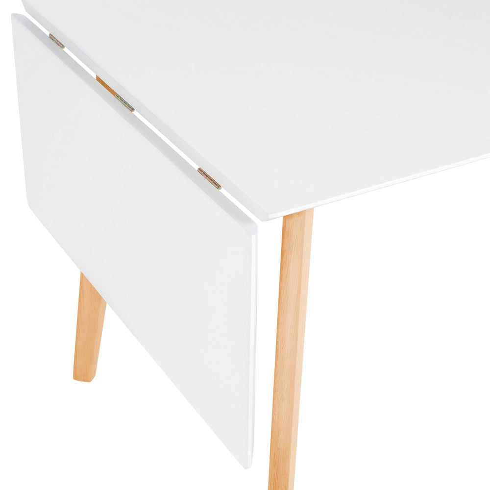 Tavolo da pranzo bianco 120/155 x 80 cm allungabile a goccia gambe in legno scandinavo minimalista