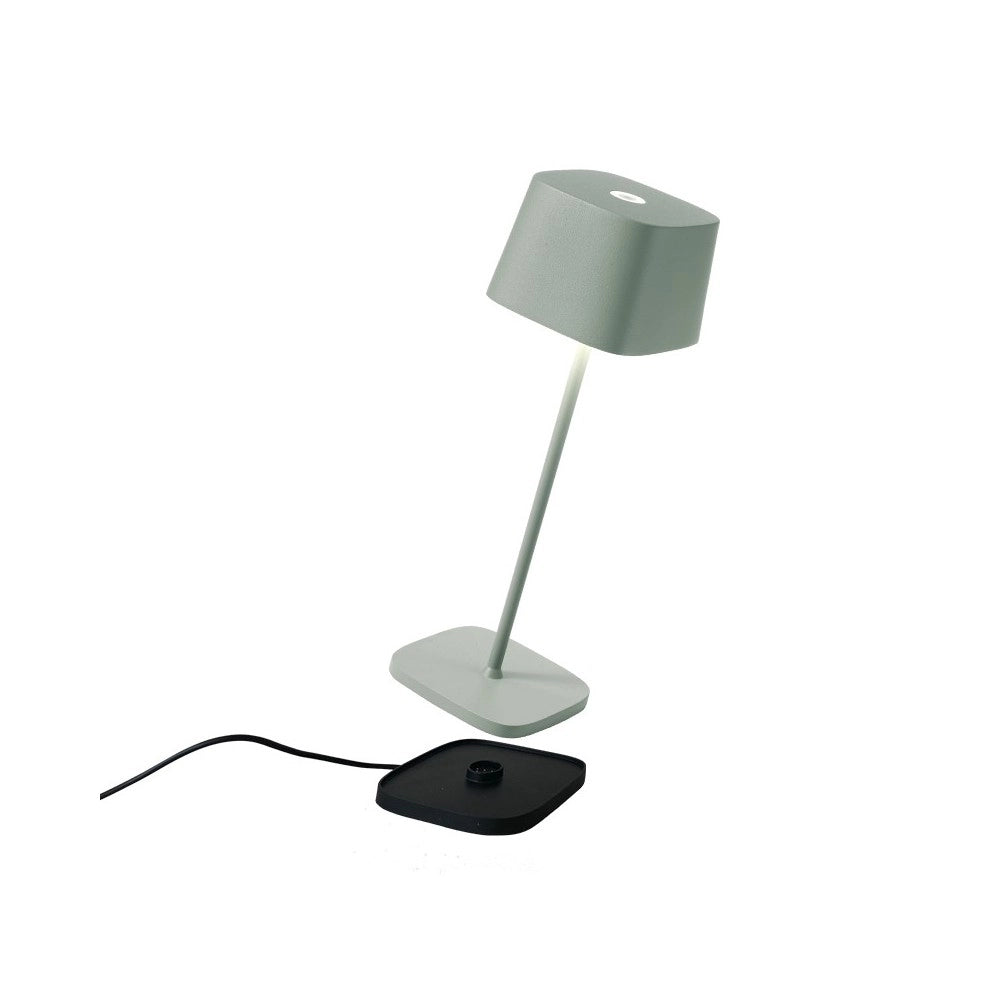 Zafferano Lampada a led da tavolo Ofelia Pro Salvia ricaricabile e dimmerabile - 2200-2700-3000K - 9h massima potenza