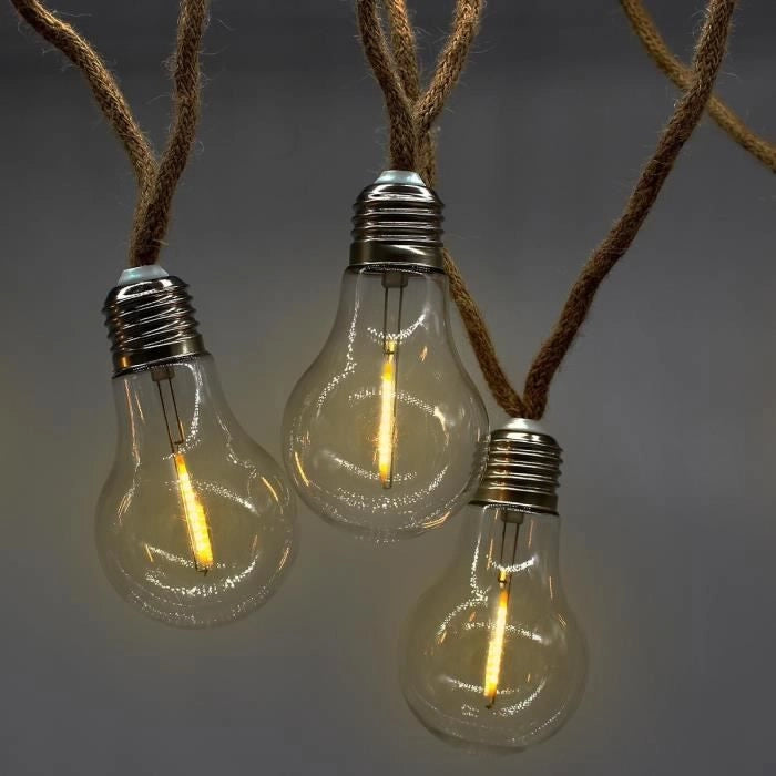 Ghirlanda luminosa da esterno - LUMISKY - FANTASY CORD - 7,70 m - 10 lampadine a filamento trasparenti - LED bianco caldo