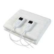 Coperta elettrica riscaldata per 2 persone con 2 telecomandi rimovibili 3 impostazioni di temperatura protezione dal surriscaldamento 160 x 140 cm poliestere bianco 03_0009338