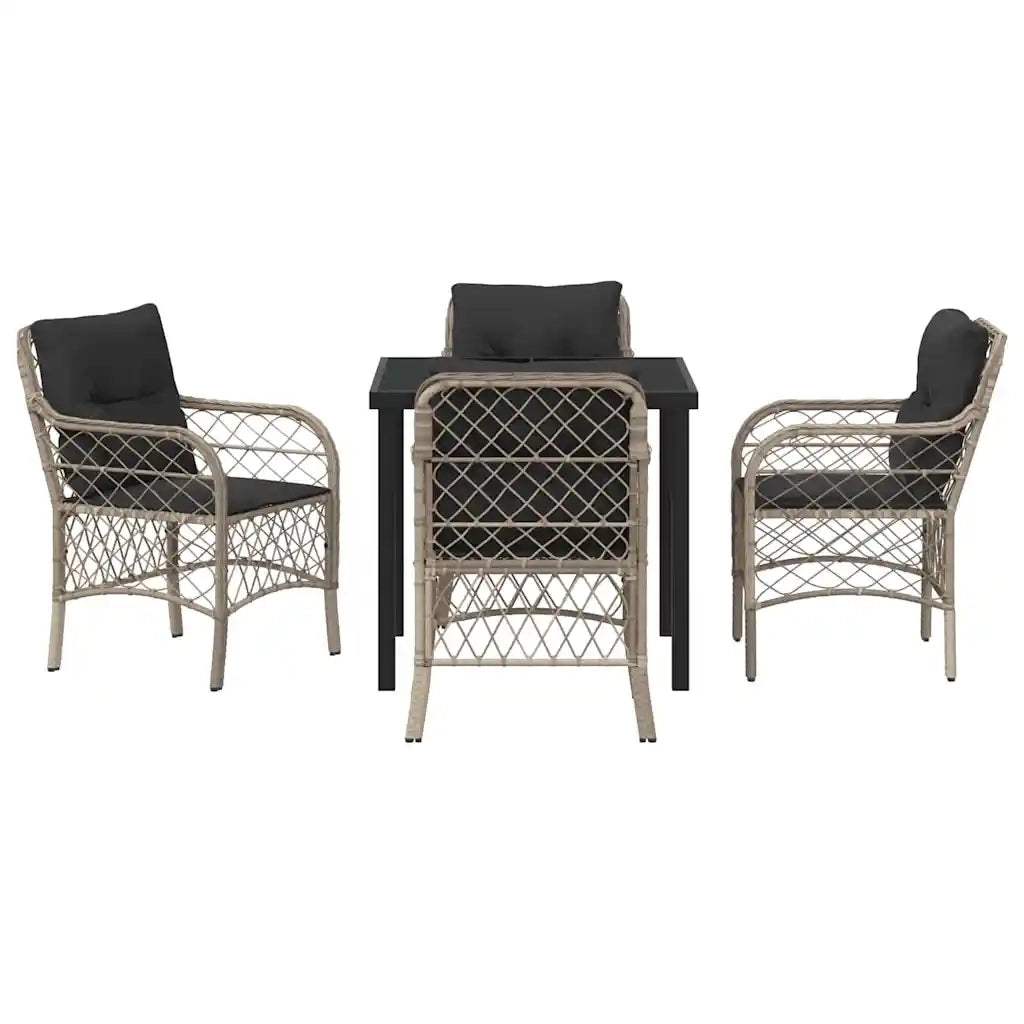 Set da Pranzo per Giardino 5 pcs Grigio chiaro polyrattan 3380240