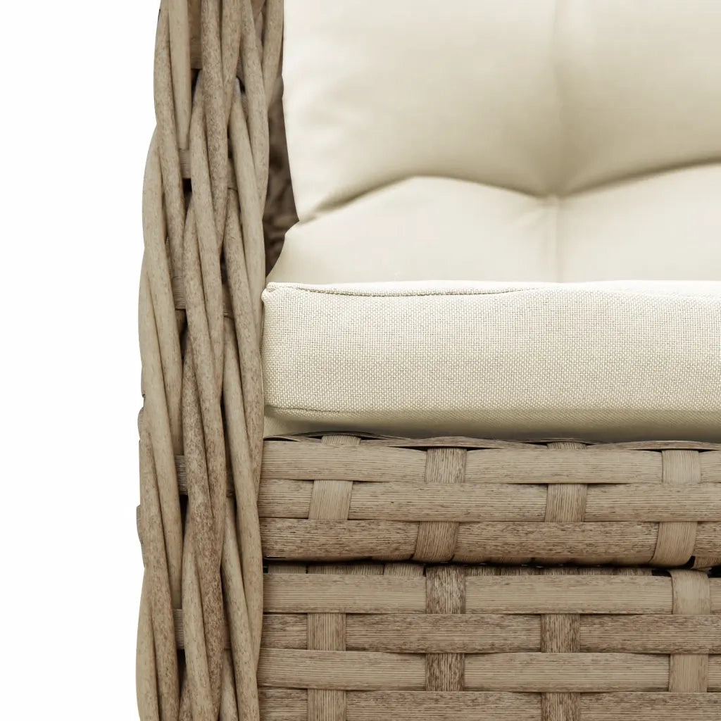 Set da Pranzo da Giardino 9 pz con Cuscini Beige in Polyrattan