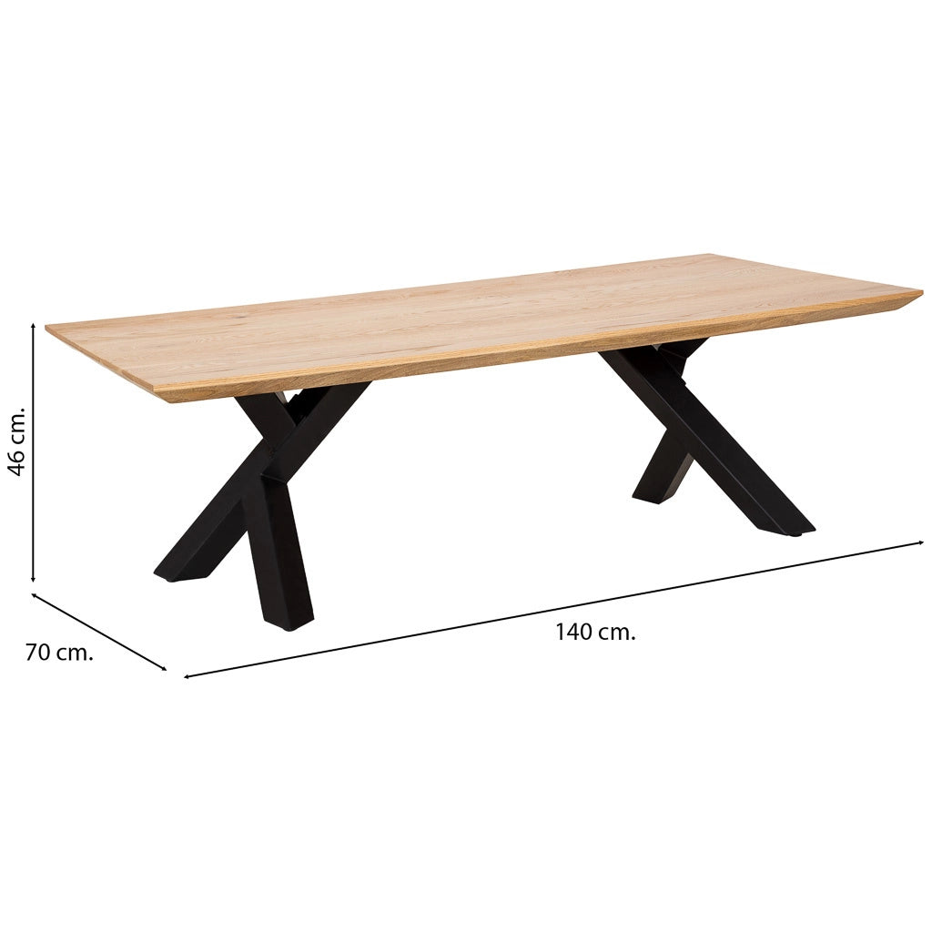 Tavolo da centro in legno marrone e nero 140x70x46h cm
