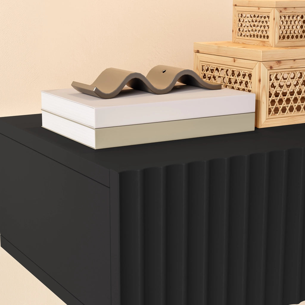 Set di 2 Comodini Sospesi da Parete Nand con Cassetto 42x30x15 cm Nero [en.casa]