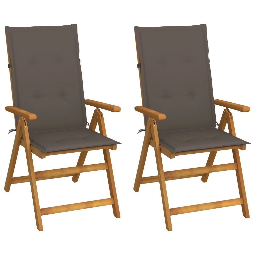 Sedie da Giardino Reclinabili 2 pz con Cuscini Massello Acacia cod mxl 9214