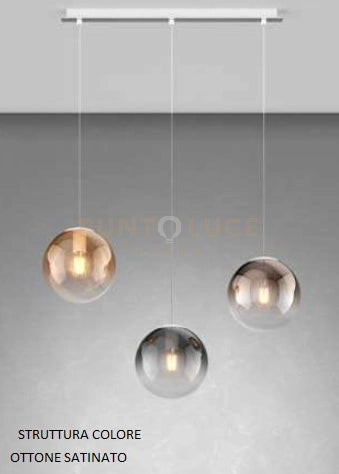 SOSP. OTTONE SAT. 3 LUCI RETTANGOLARE VETRI PICCOLI (1 AMBRA+1 BRONZO+1 FUME') 1194OS-S3 RP-MC
