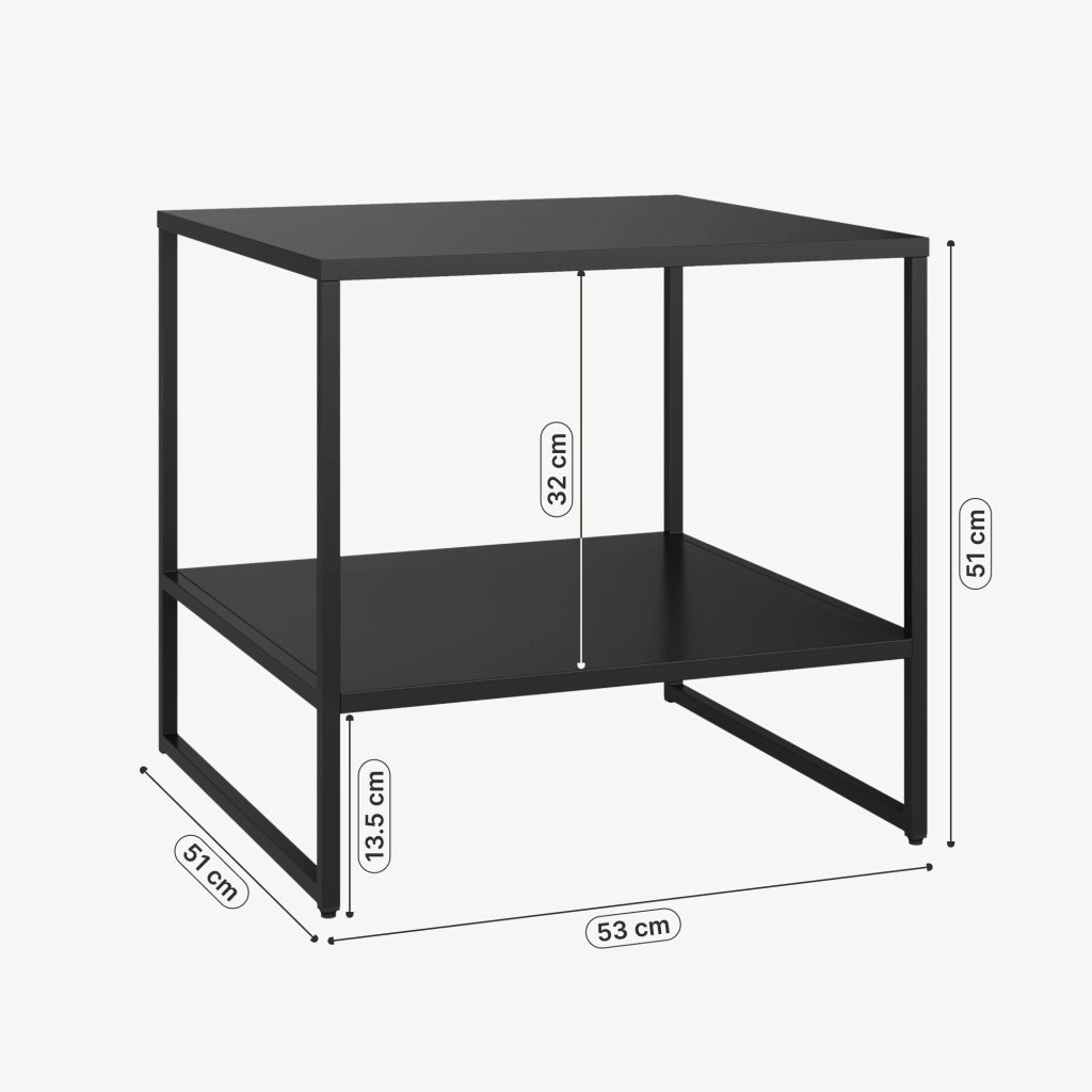 Tavolino Salsnes in Acciaio con Ripiano 53 x 51 x 51 cm - Nero [en.casa]